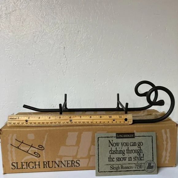 VTG Longaberger Holiday Sleigh Basket Imperial Stripe Liner Protector & Runner - Picture 3 of 16